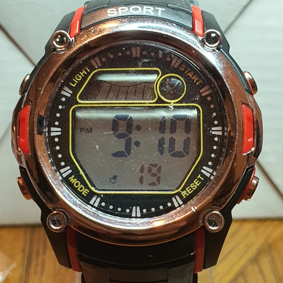 2 for $20😃Accutime Silver/Black/Red Digital Alarm/Chronograph Men's Watch - Picture 1 of 3